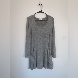 Long sleeve gray sweater dress